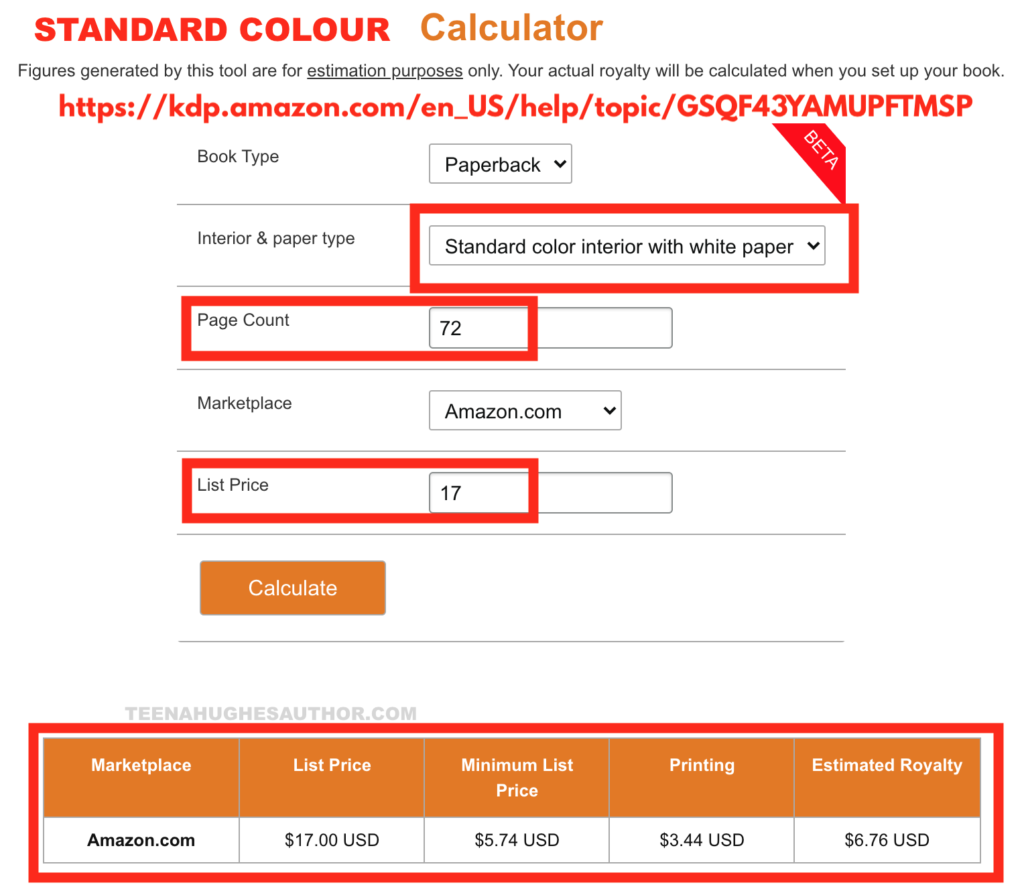 KDP price calculator